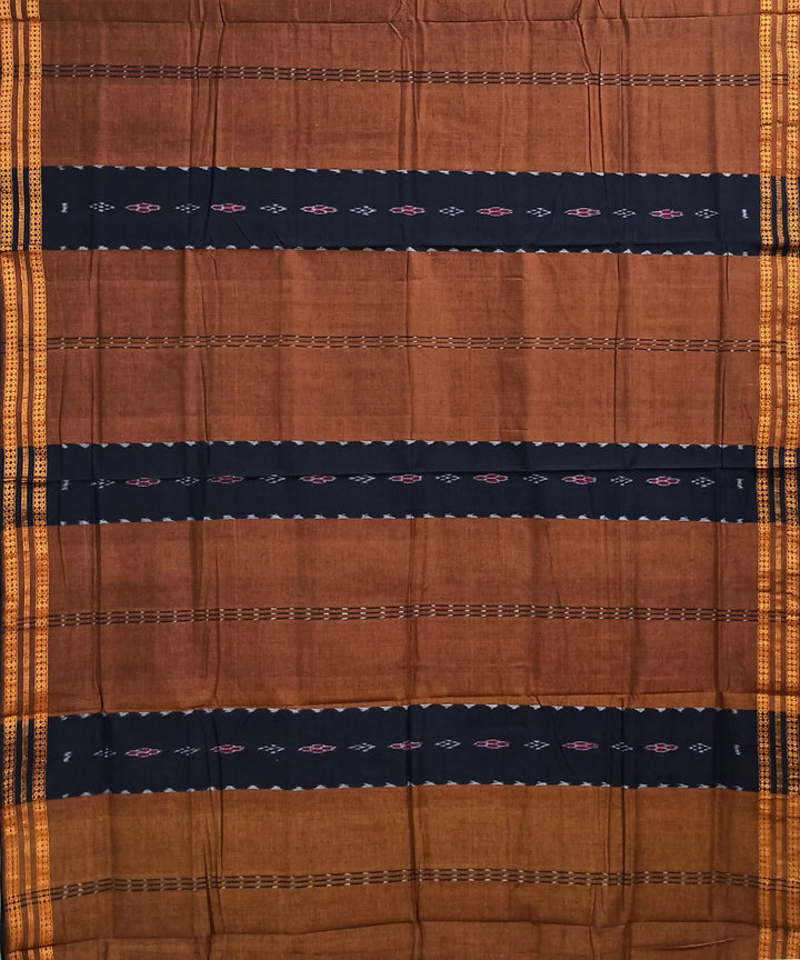 Brown black cotton handloom nuapatna saree