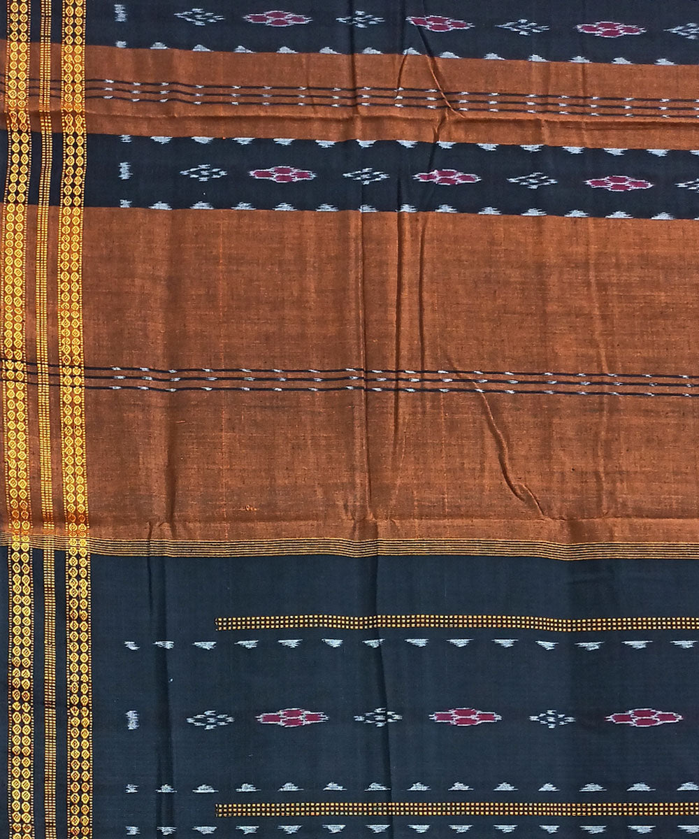 Brown black cotton handloom nuapatna saree