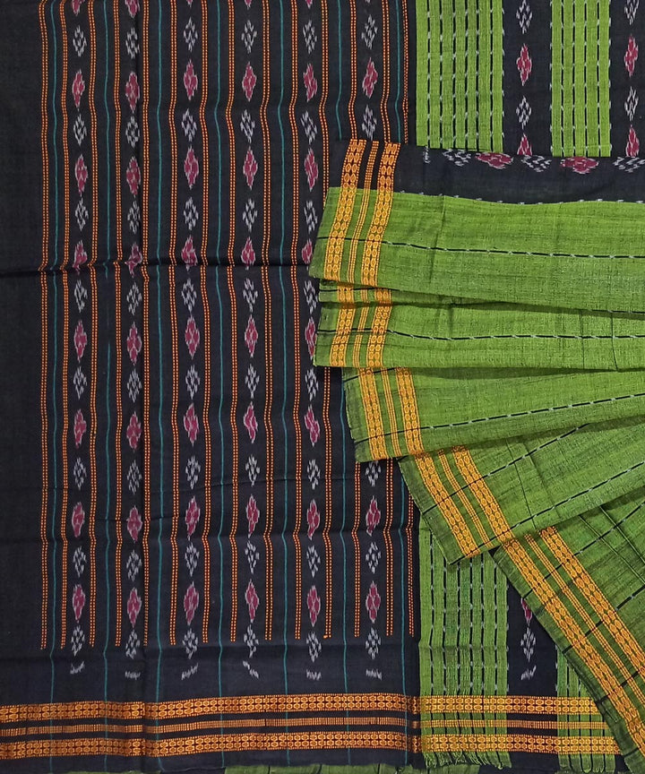 Light green black cotton handloom nuapatna saree