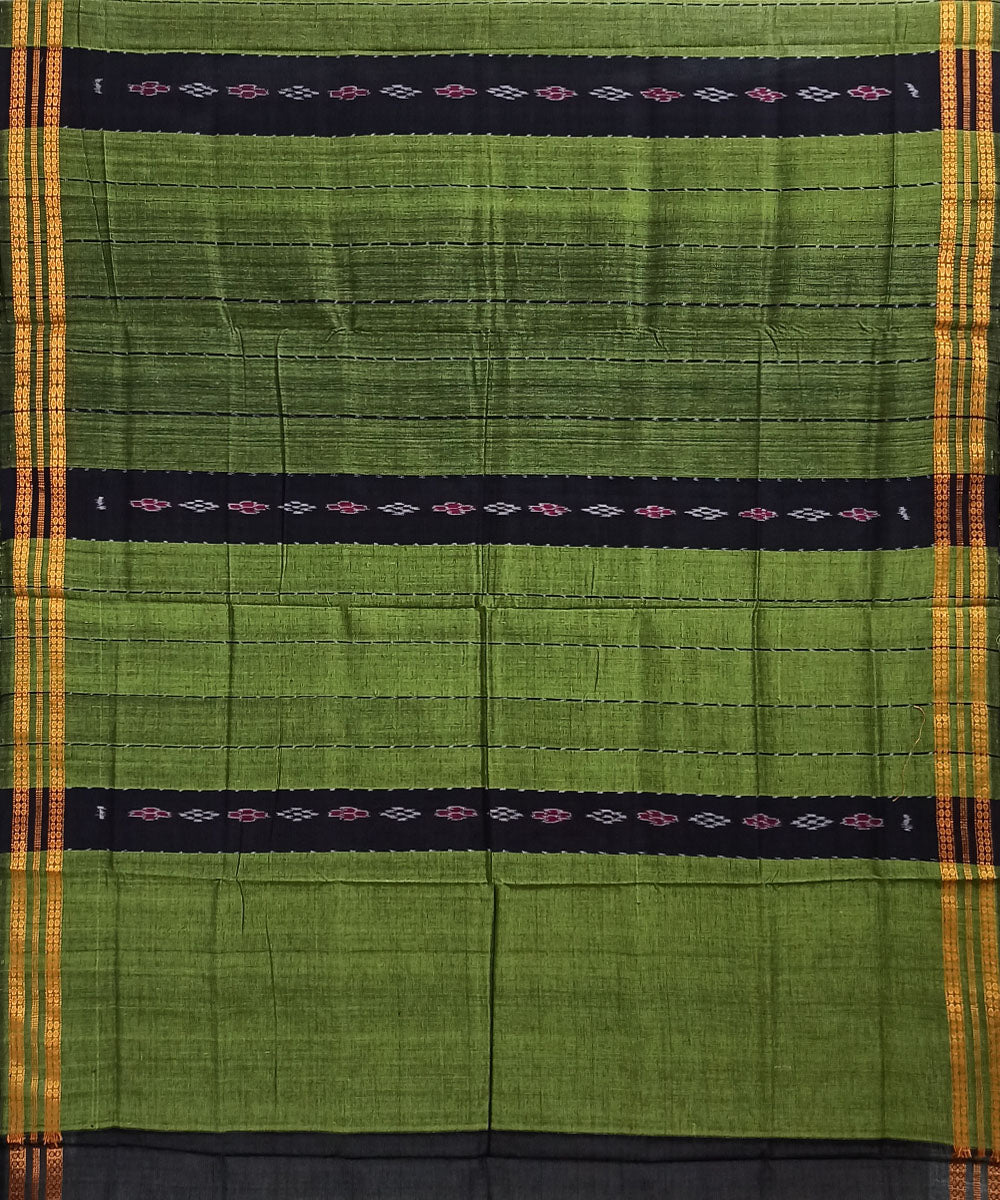 Light green black cotton handloom nuapatna saree