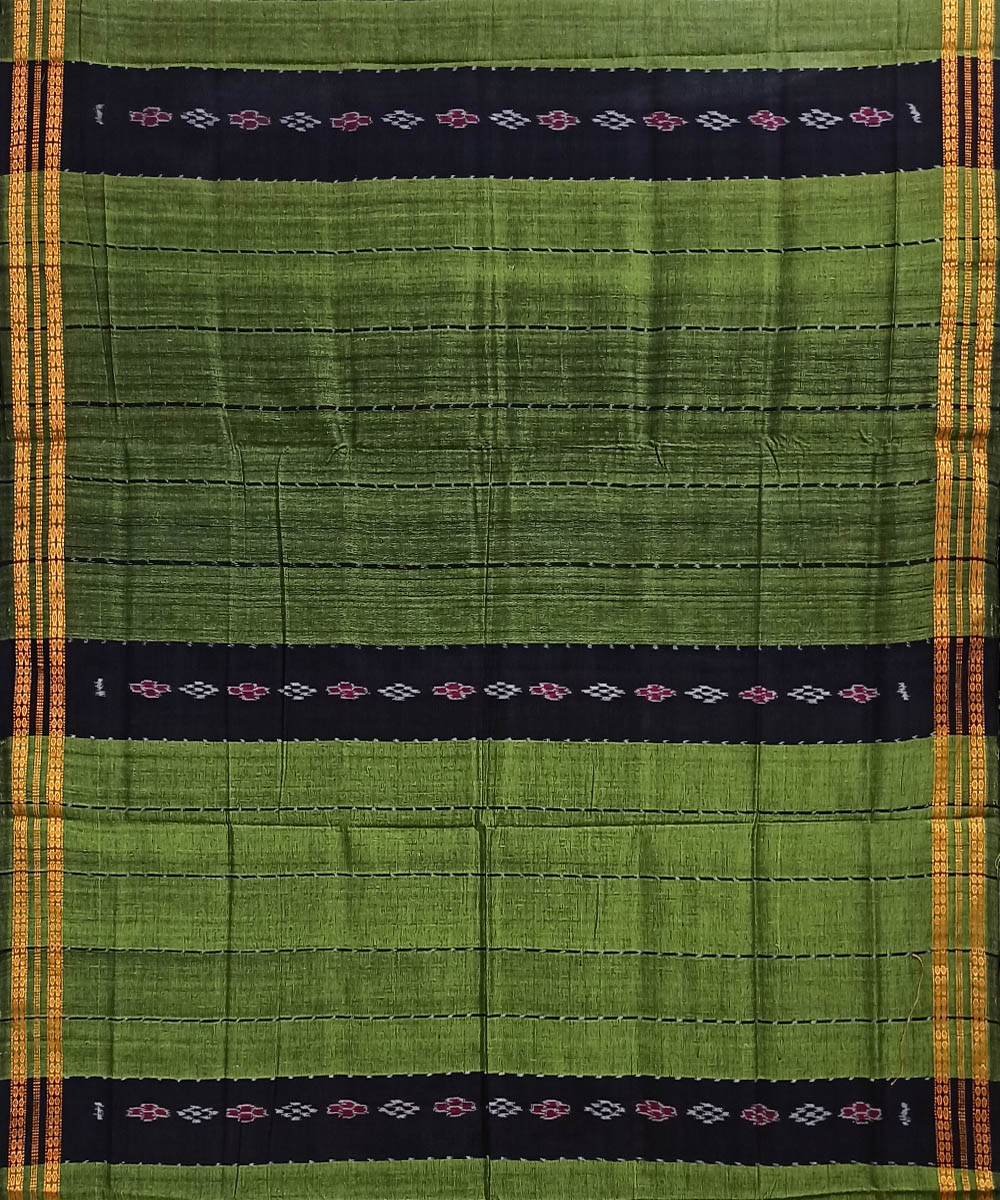 Light green black cotton handloom nuapatna saree