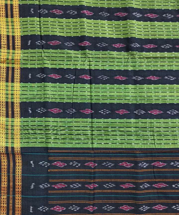 Light green black cotton handloom nuapatna saree