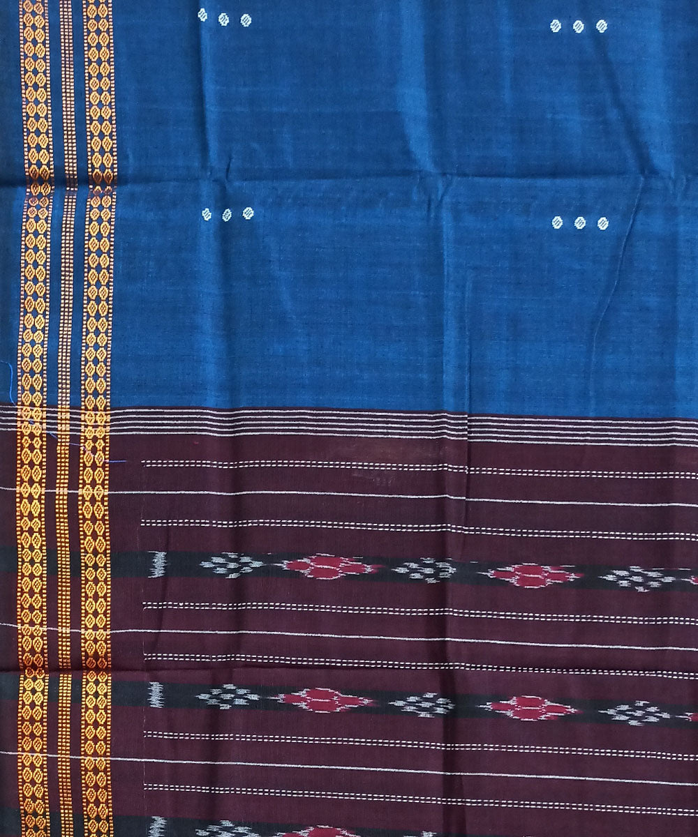 Blue maroon cotton handloom nuapatna saree