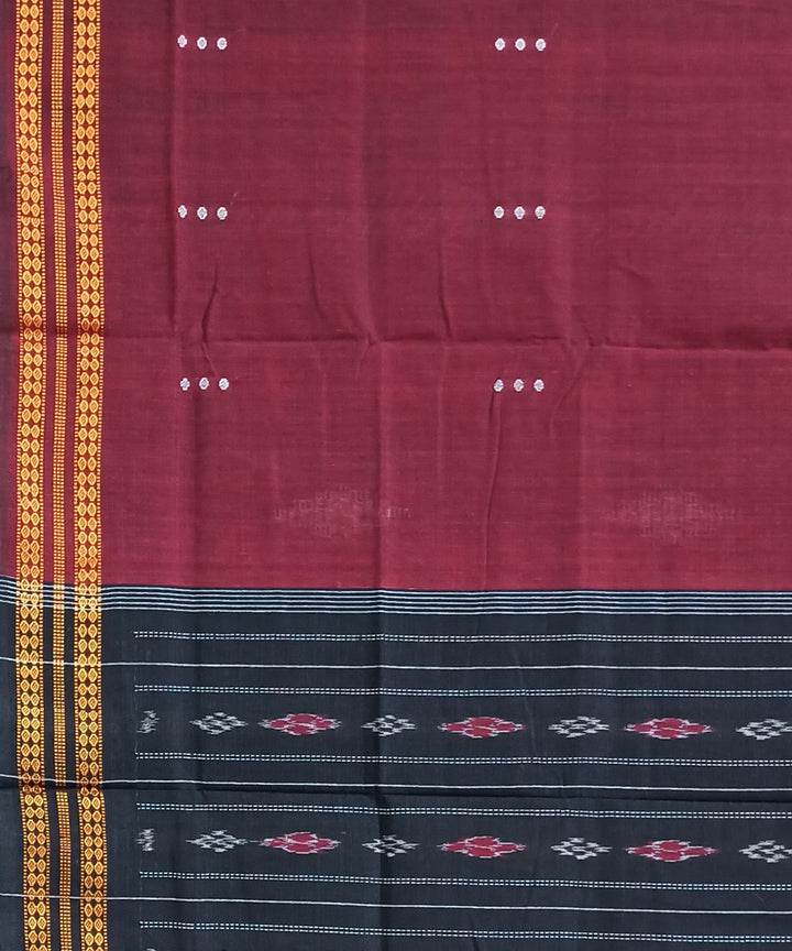 Maroon and black cotton handloom nuapatna saree