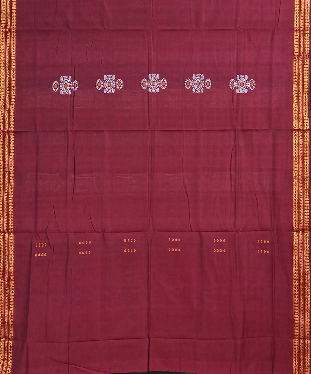 Maroon black handwoven cotton nuapatna saree