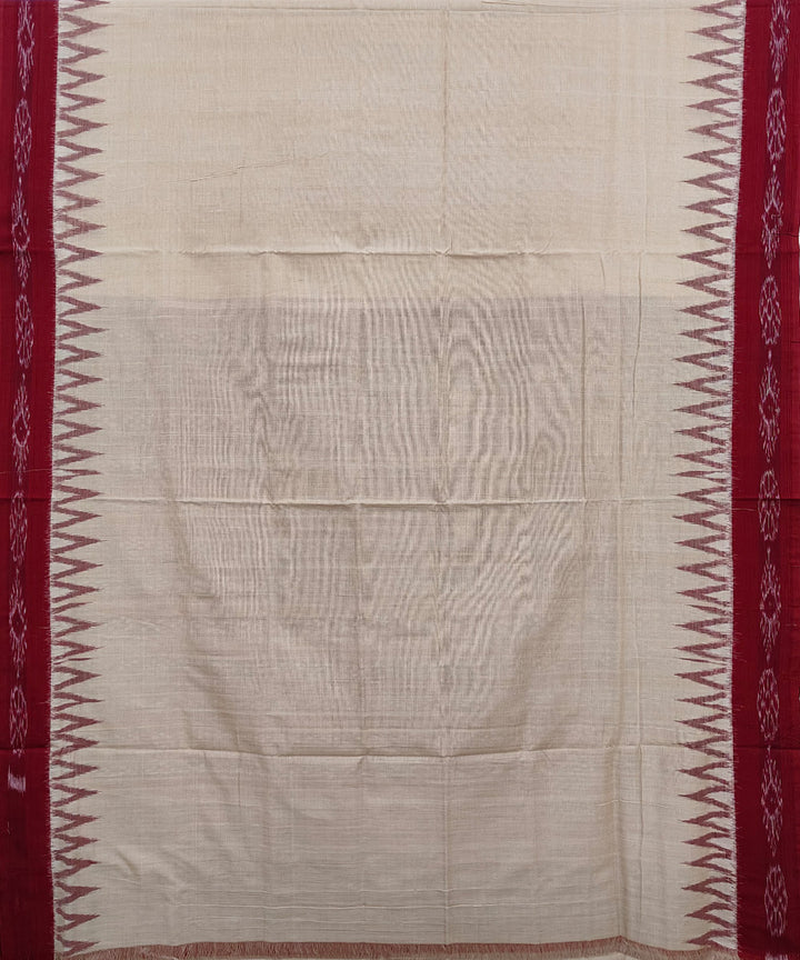 White maroon Cotton Handwoven Nuapatna Saree
