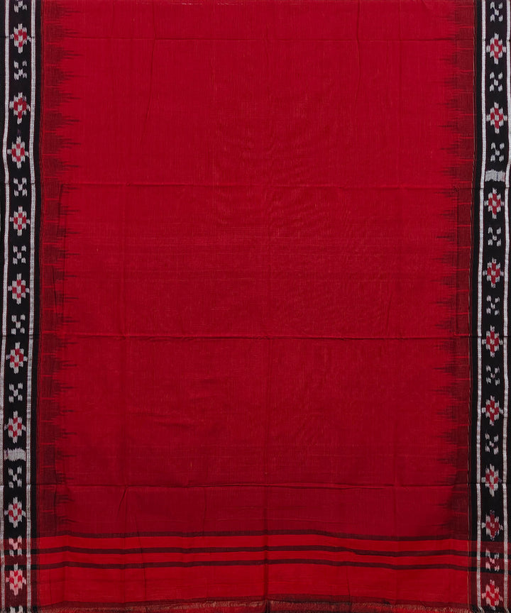 Red black Cotton Handwoven Nuapatna Saree