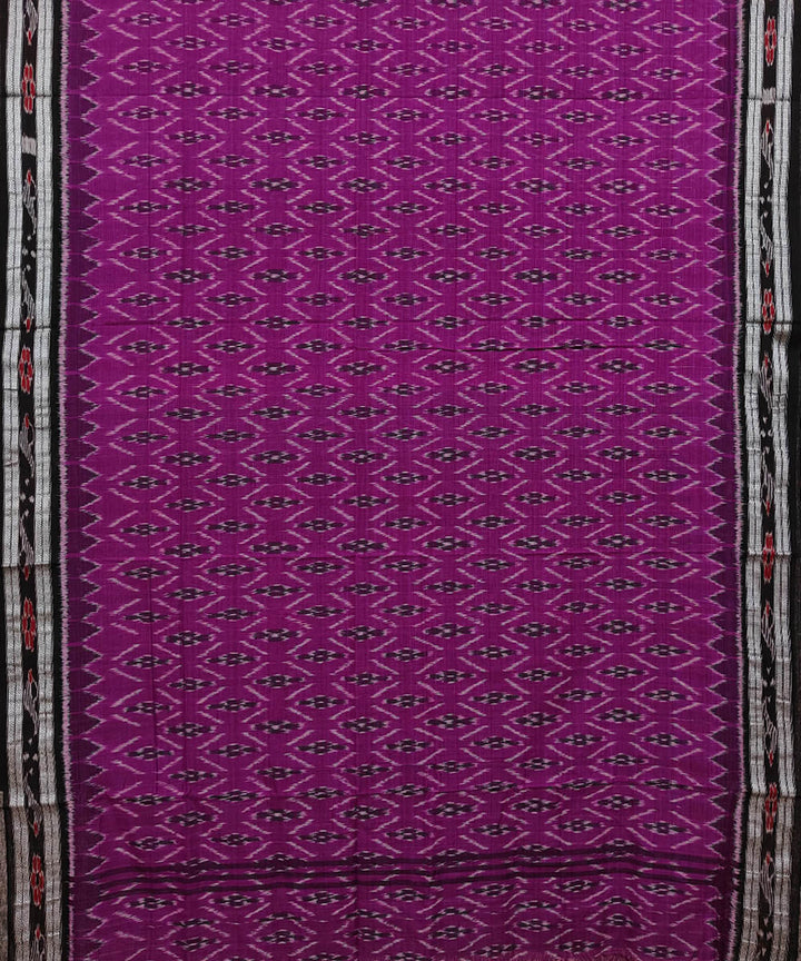 Magenta black cotton handwoven nuapatna saree