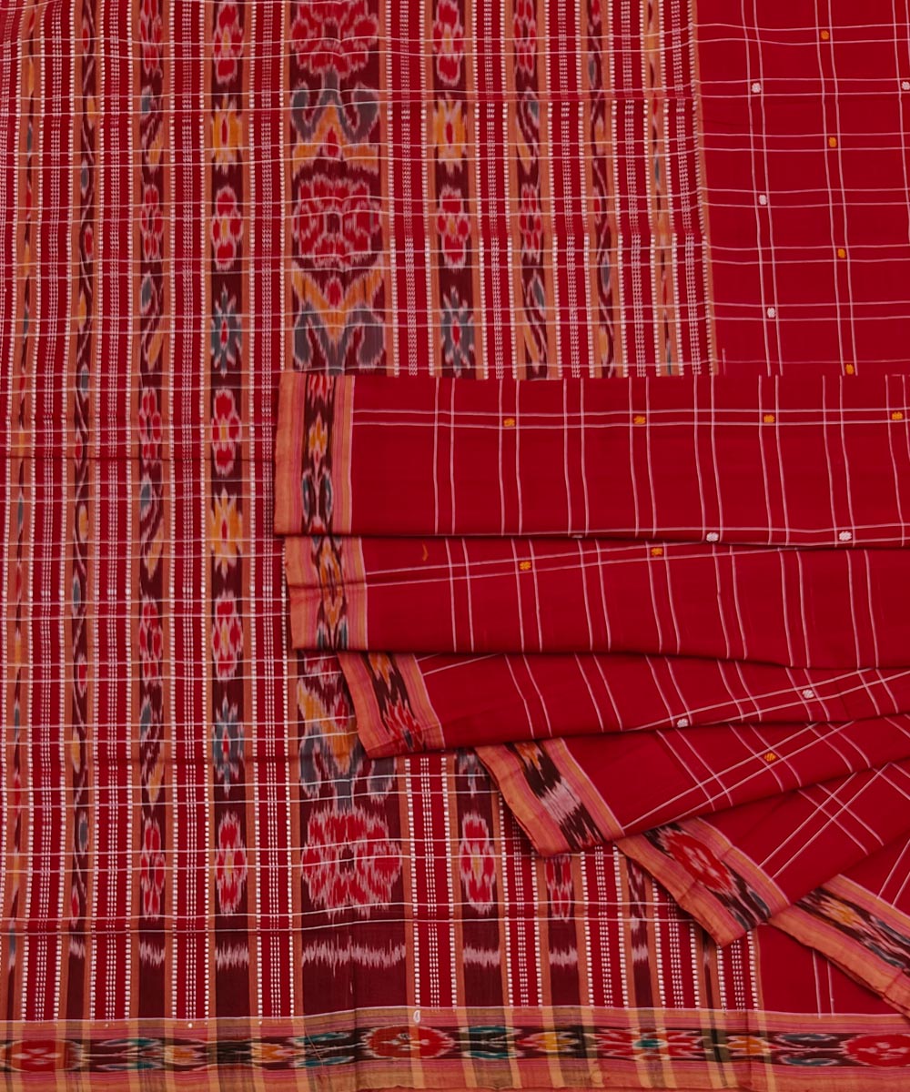 Red cotton handwoven nuapatna saree