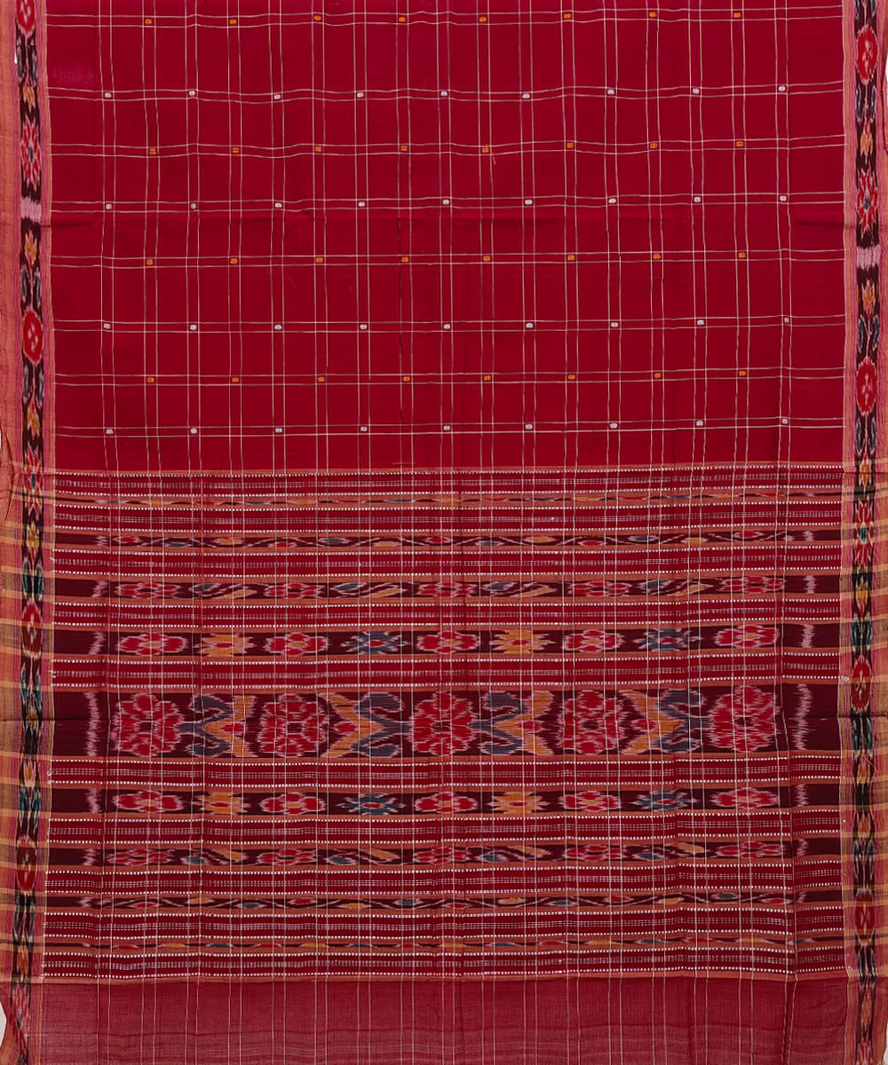 Red cotton handwoven nuapatna saree