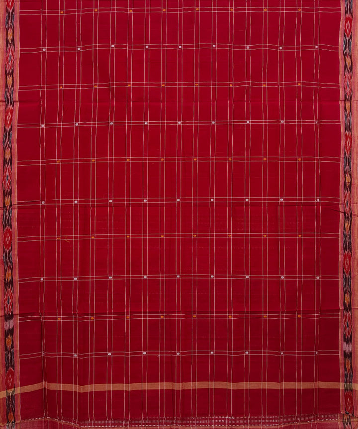 Red cotton handwoven nuapatna saree