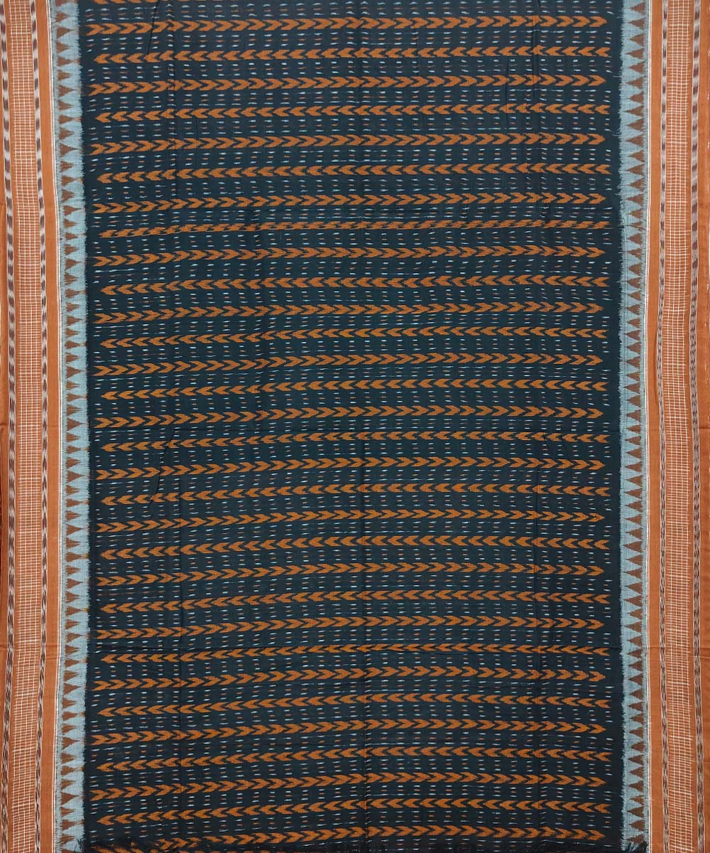 Black brown cotton handwoven sambalpuri saree