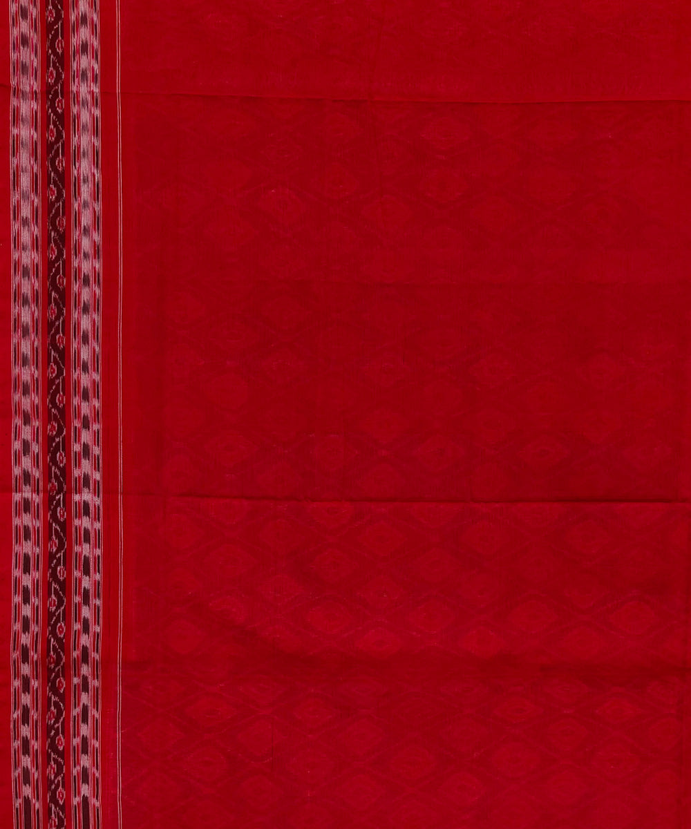 Grey red cotton handwoven sambalpuri saree