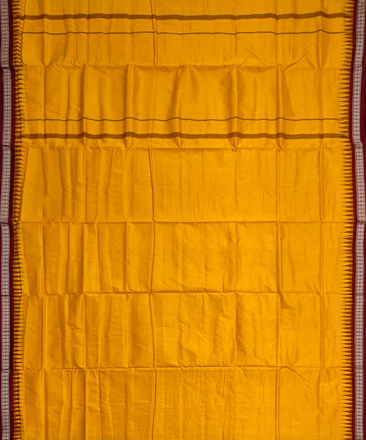 Yellow maroon handwoven silk sambalpuri dhoti