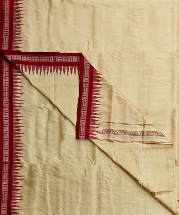 Beige red handwoven silk sambalpuri dhoti