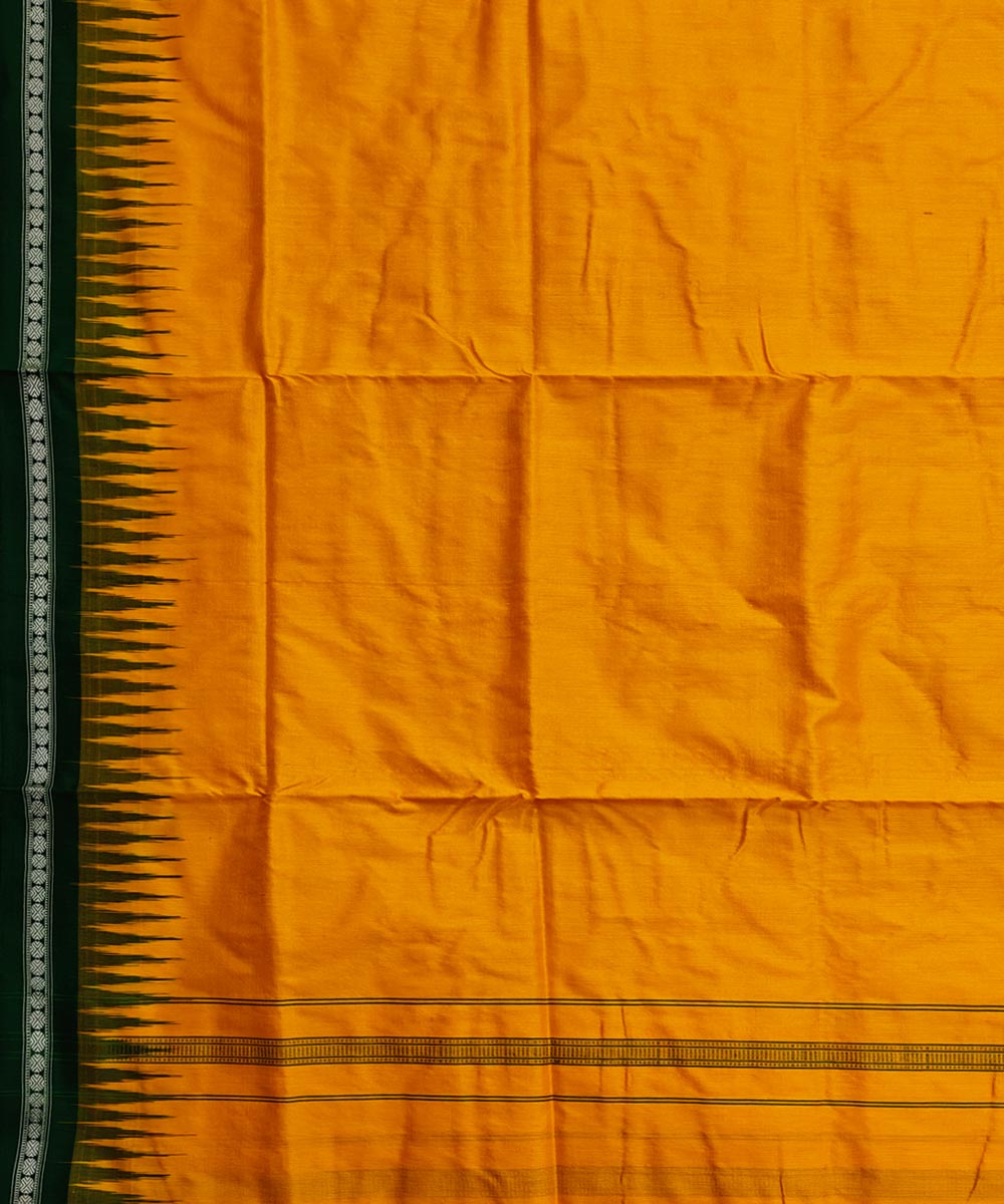 Yellow green handwoven silk sambalpuri dhoti