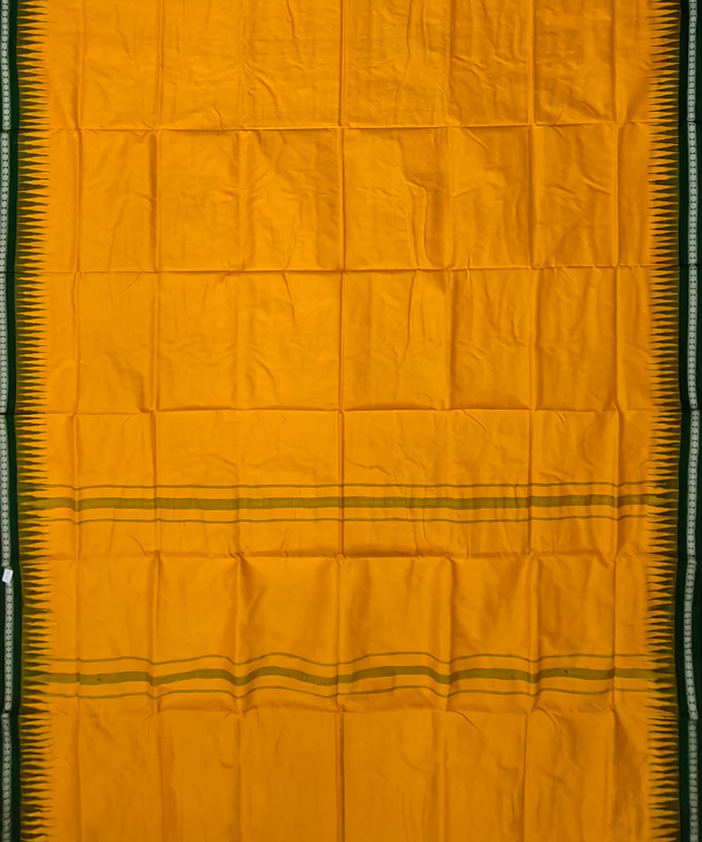 Yellow green handwoven silk sambalpuri dhoti