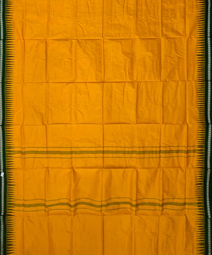 Yellow green handwoven silk sambalpuri dhoti