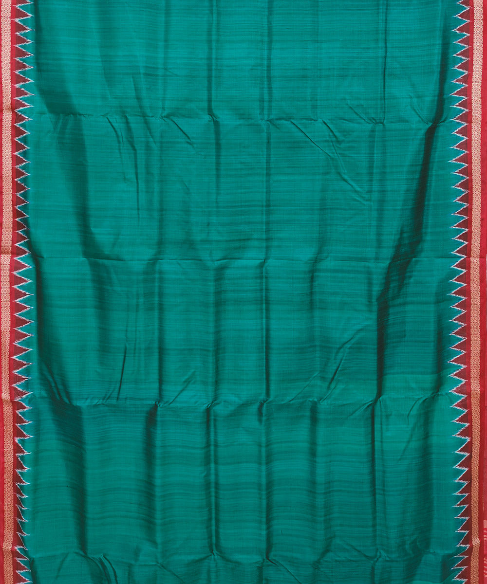 Cyan Blue maroon Silk Handwoven Khandua Saree