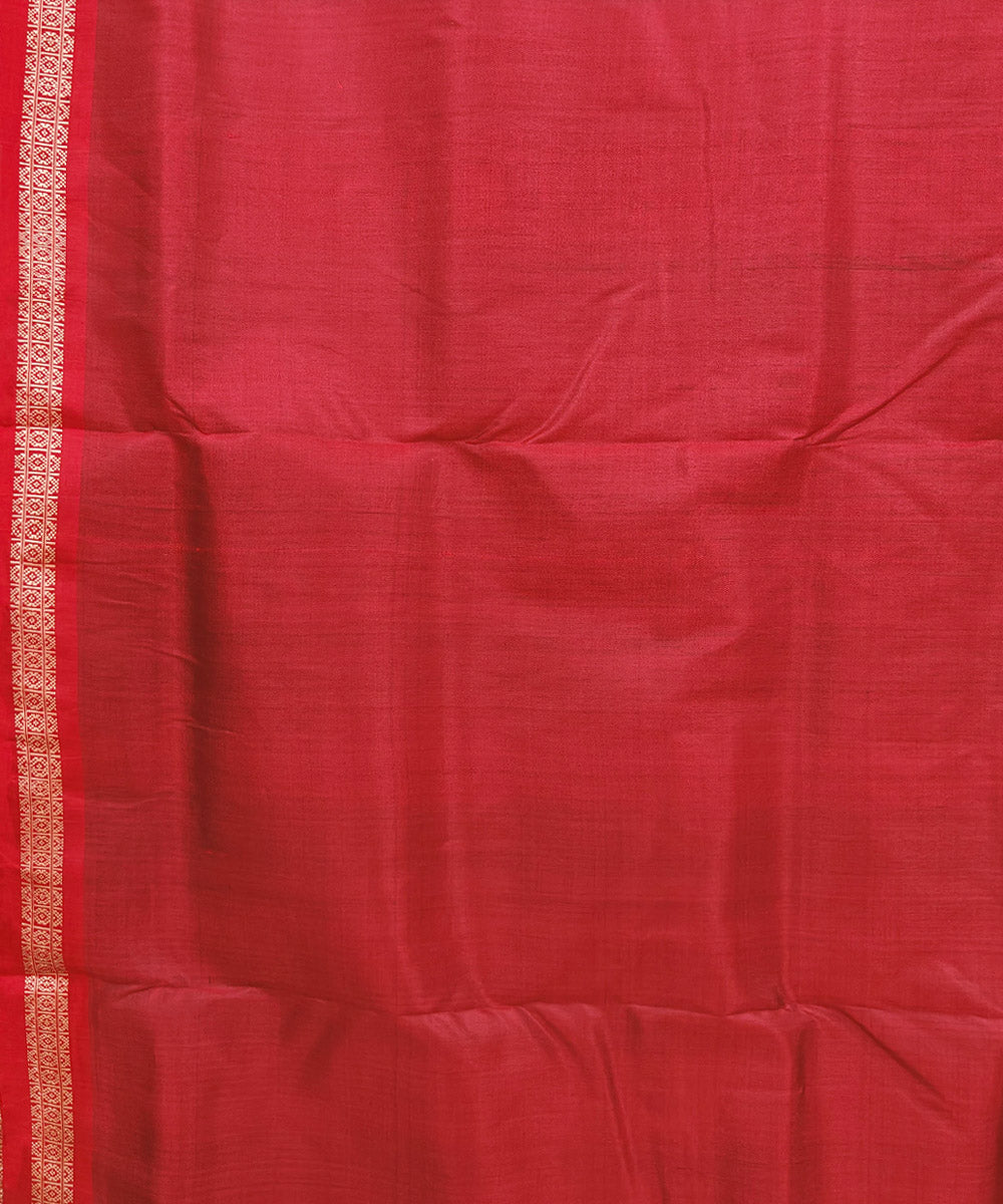 Cyan Blue maroon Silk Handwoven Khandua Saree