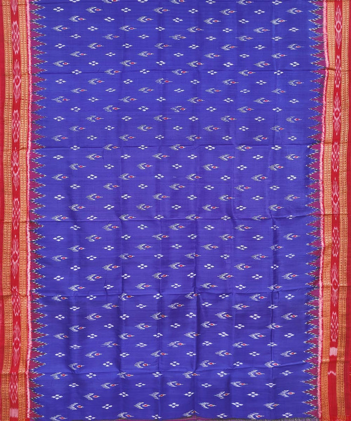 Navy Blue red Silk Handwoven Khandua Saree