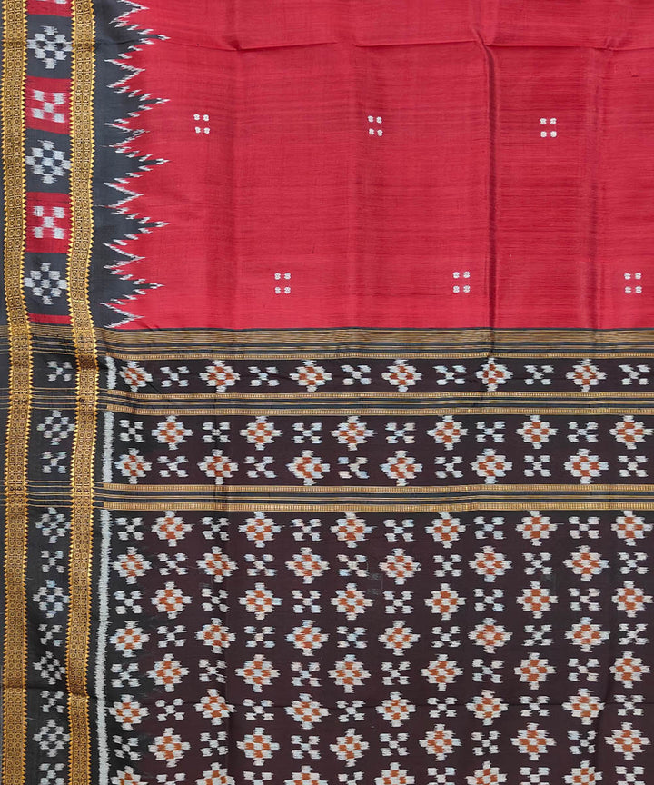 Red black Silk Handwoven Khandua Saree