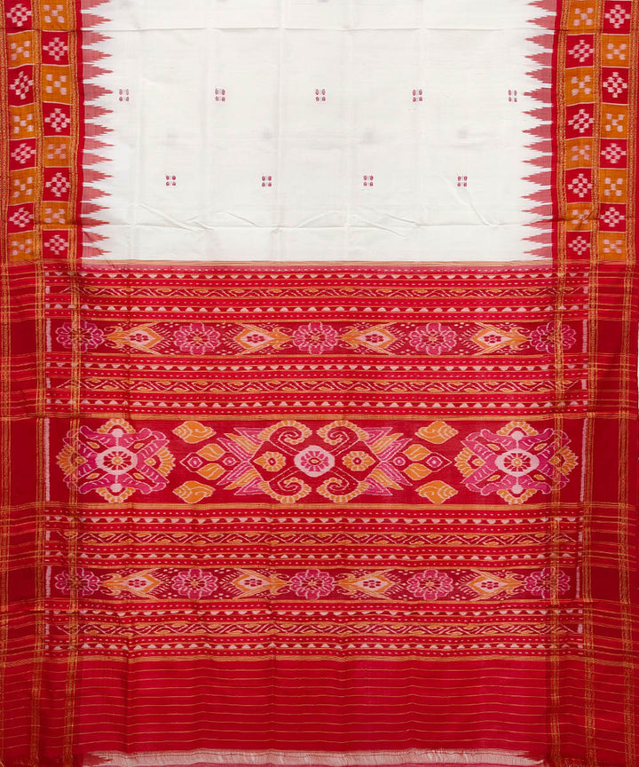 White red Silk Handwoven Khandua Saree