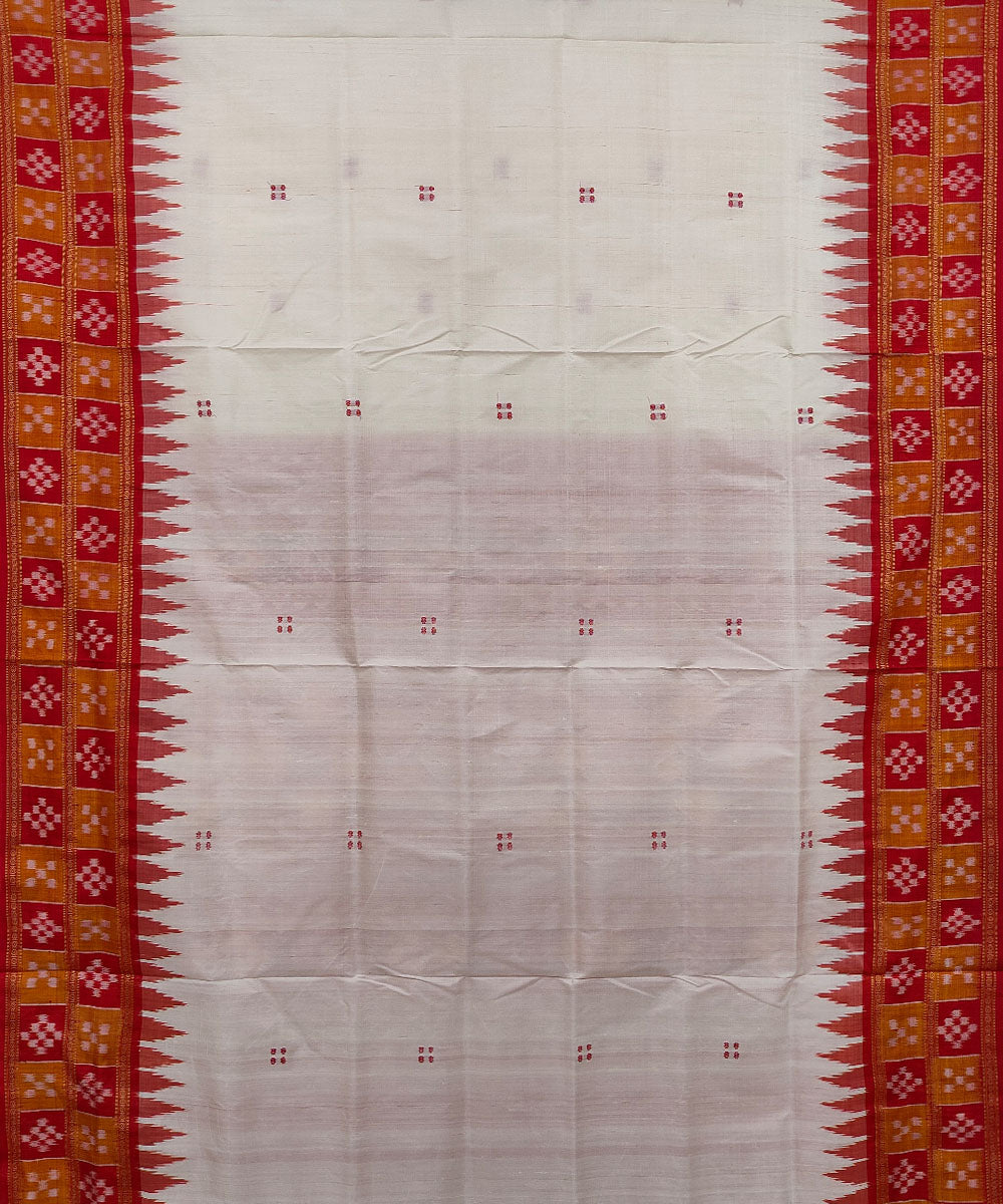 White red Silk Handwoven Khandua Saree