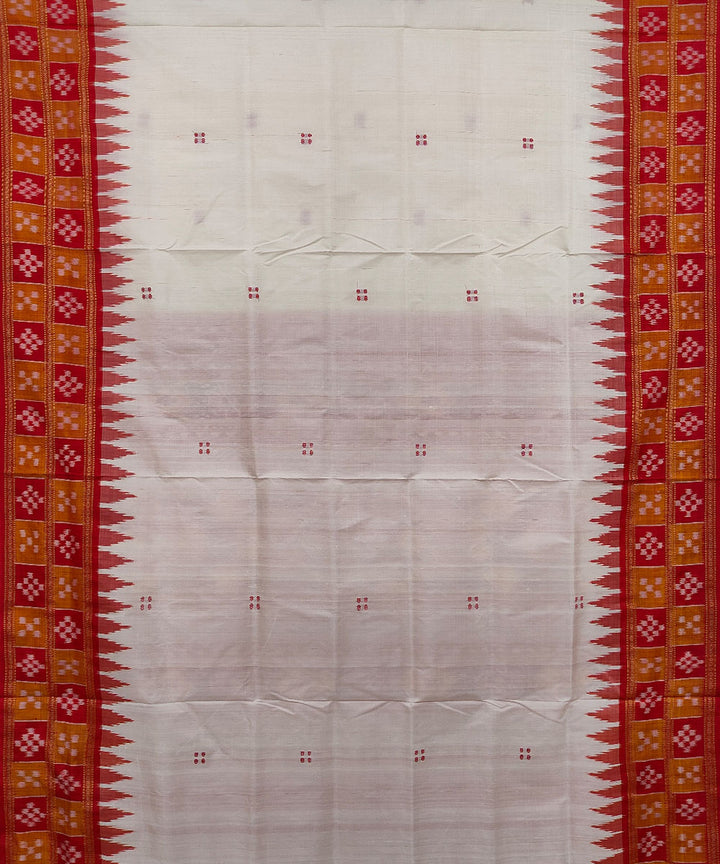 White red Silk Handwoven Khandua Saree