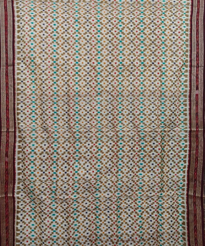 Offwhite multicolor Silk Handwoven Khandua Saree