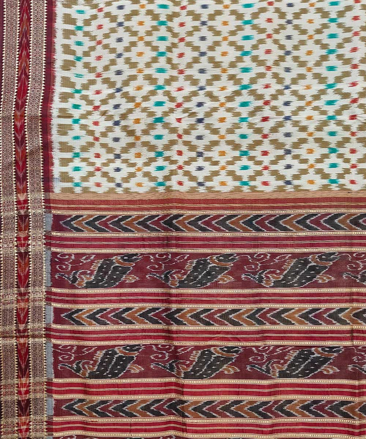 Offwhite multicolor Silk Handwoven Khandua Saree