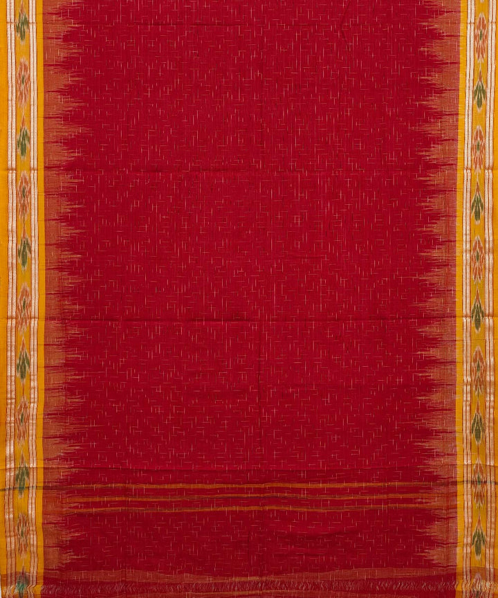 Red yellow Cotton Handwoven Nuapatna Saree