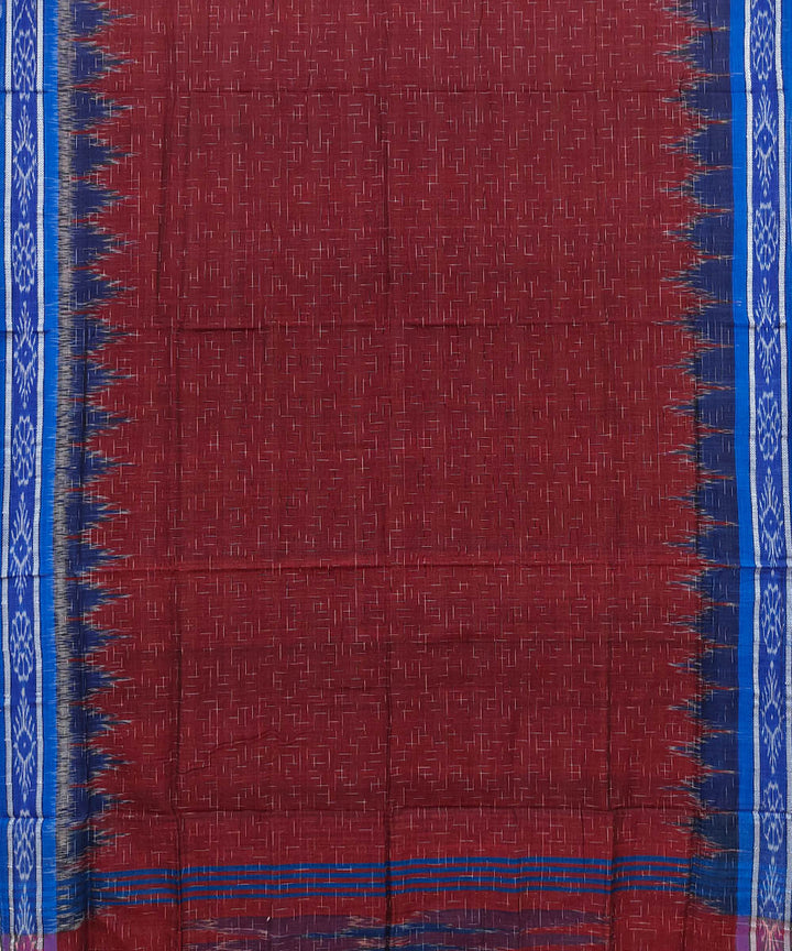 Maroon steelblue Cotton Handwoven Nuapatna Saree