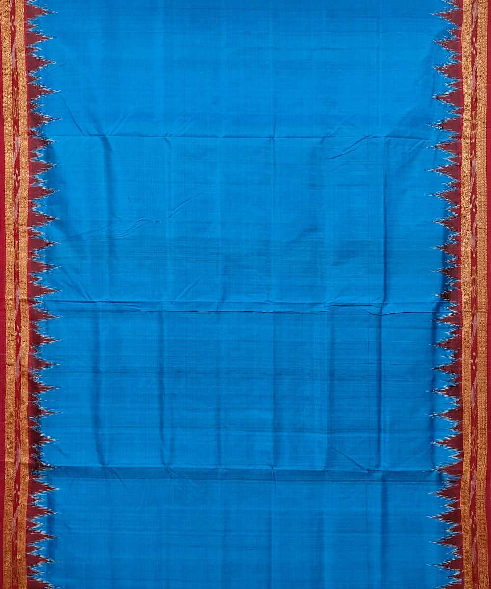 Cupper sulphate blue red cotton silk handwoven khandua saree