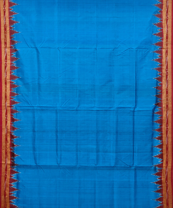 Cupper sulphate blue red cotton silk handwoven khandua saree
