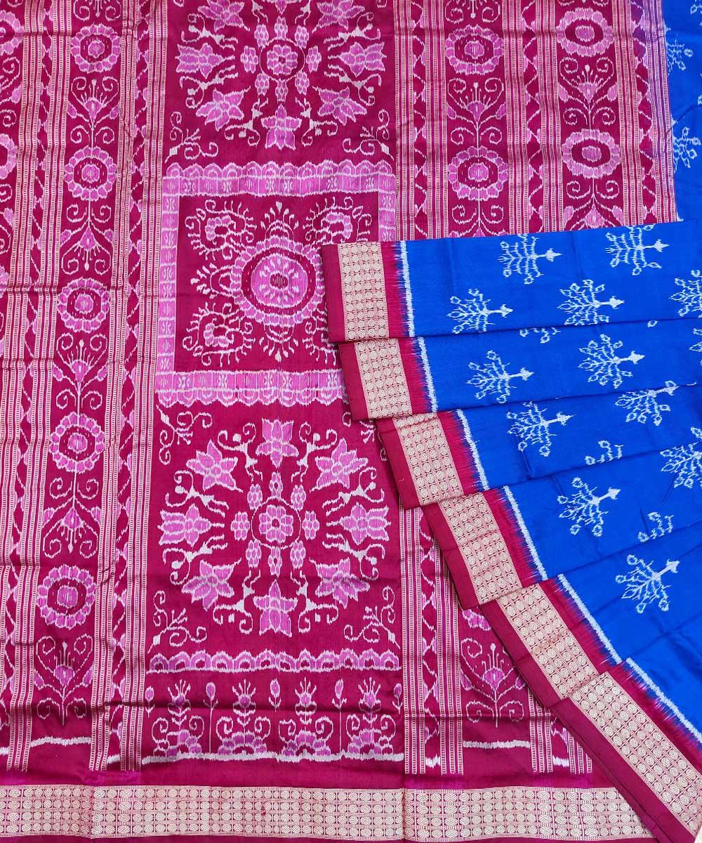 Navy blue purple sambalpuri silk handwoven saree