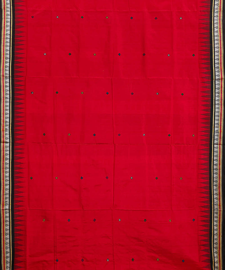 Red black silk handwoven bomkai saree