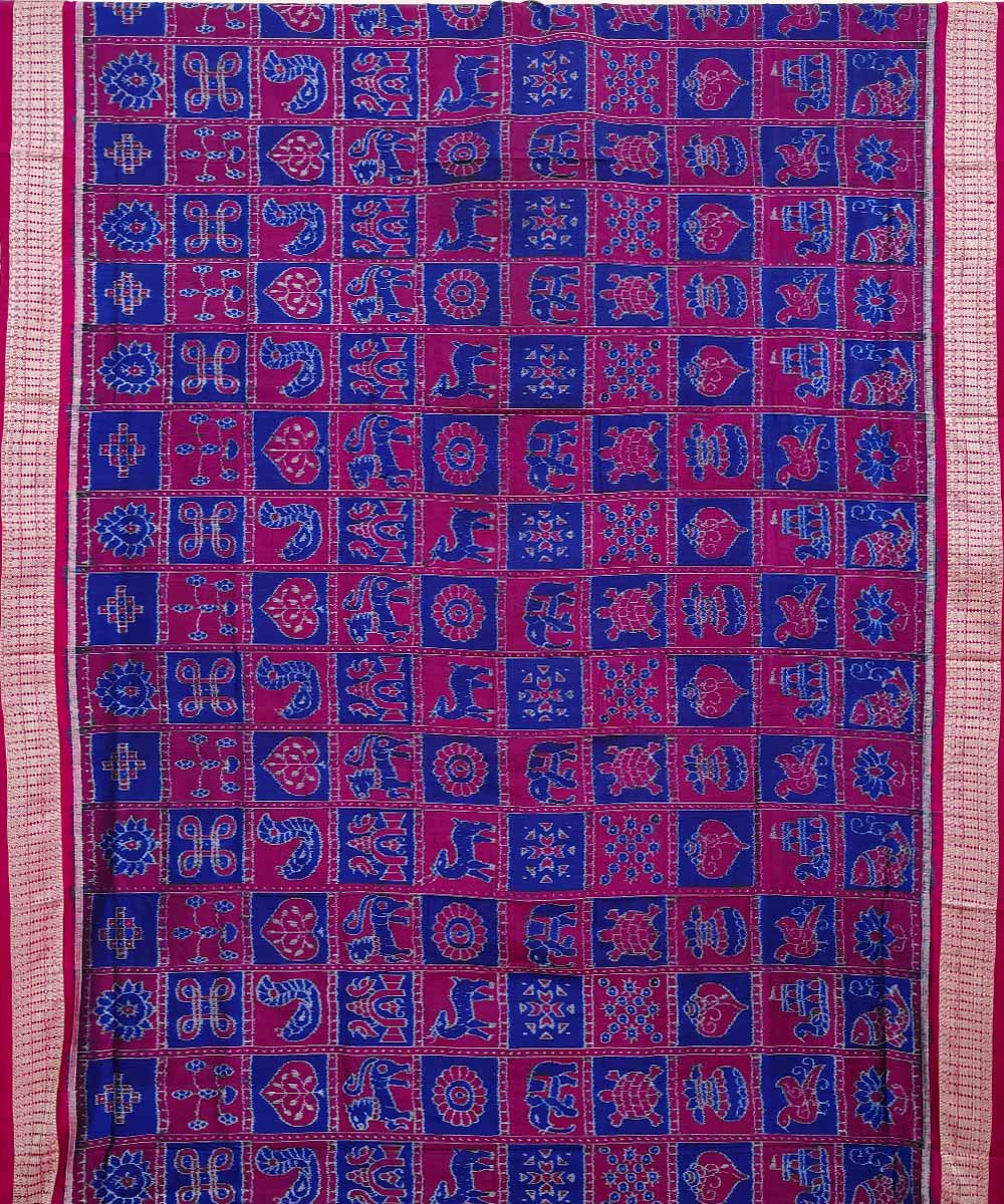 Navy blue purple silk handwoven sambalpuri saree