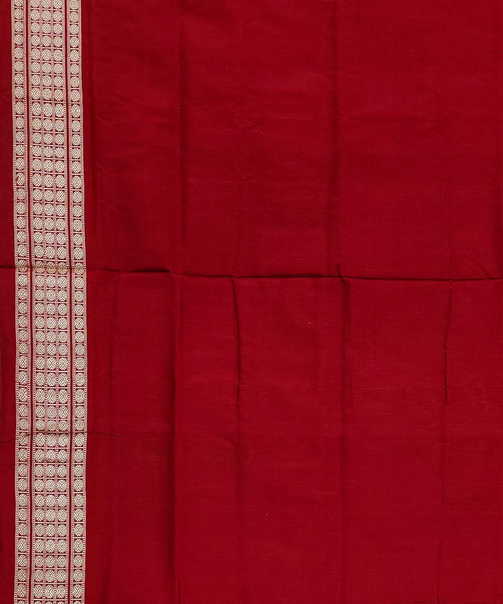 Pink red silk handwoven sambalpuri saree