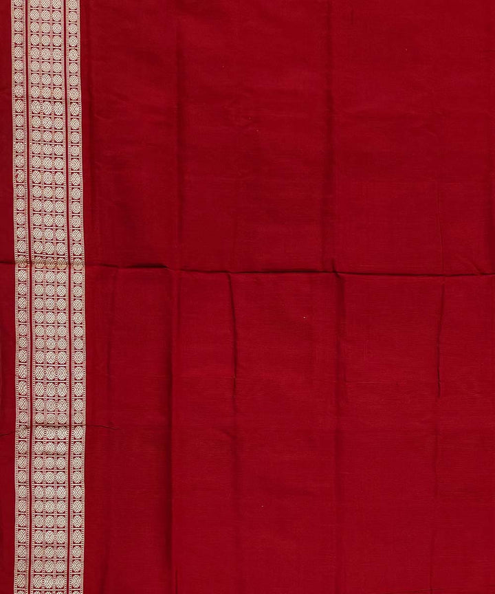 Pink red silk handwoven sambalpuri saree