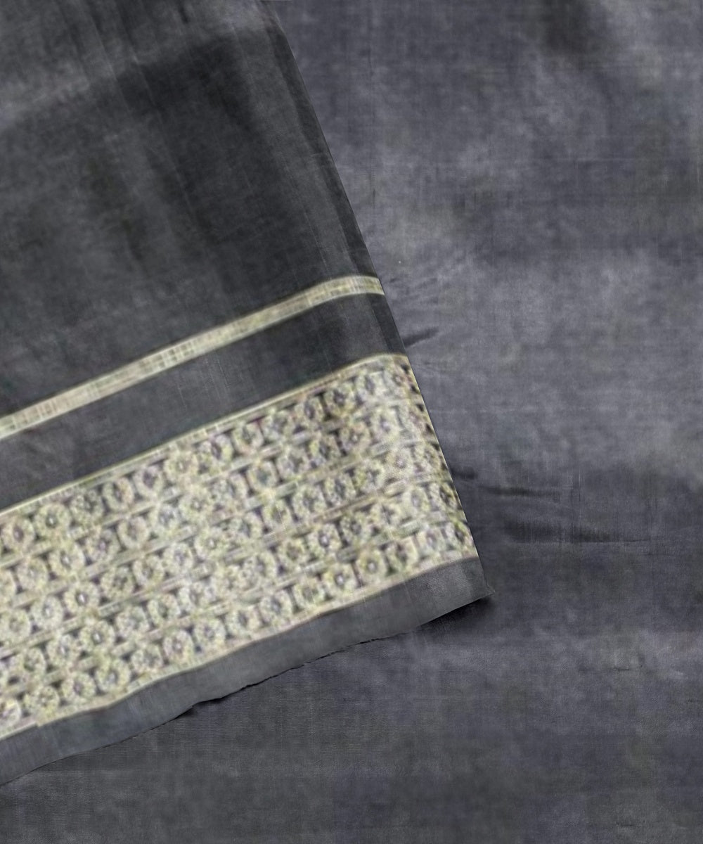 Dark green black silk handloom bomkai saree