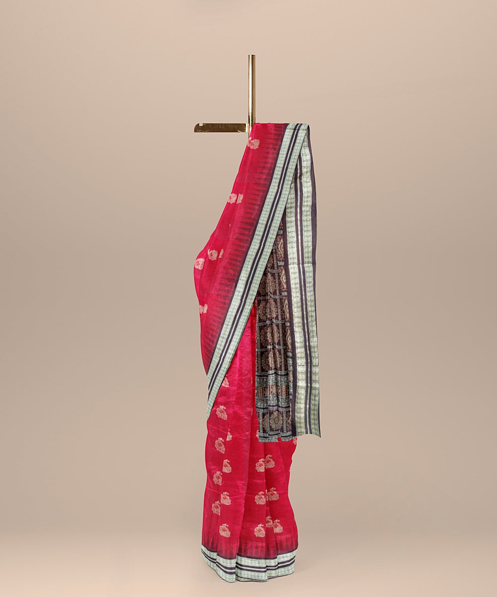 Red mahogany silk handloom bomkai saree