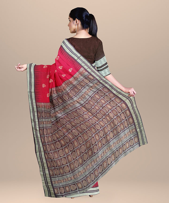 Red mahogany silk handloom bomkai saree