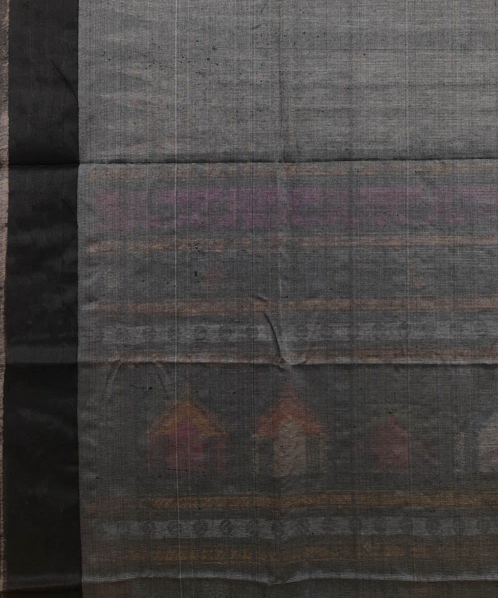 Beige black dolabedi Tussar Silk Handloom Saree