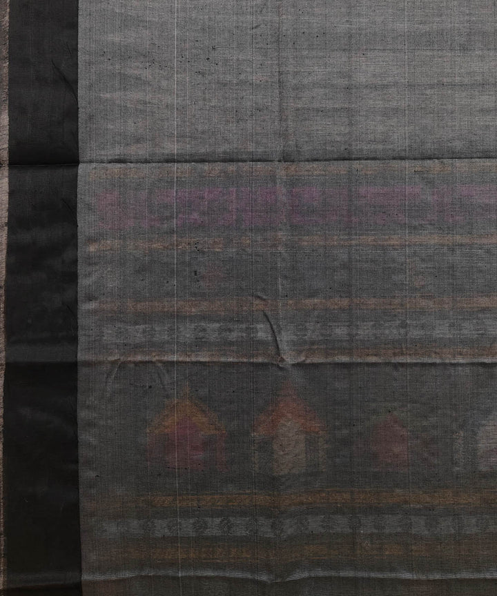 Beige black dolabedi Tussar Silk Handloom Saree
