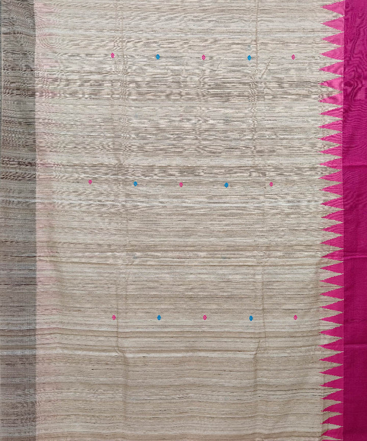 Beige magenta dolabedi Tussar Silk Handwoven Saree