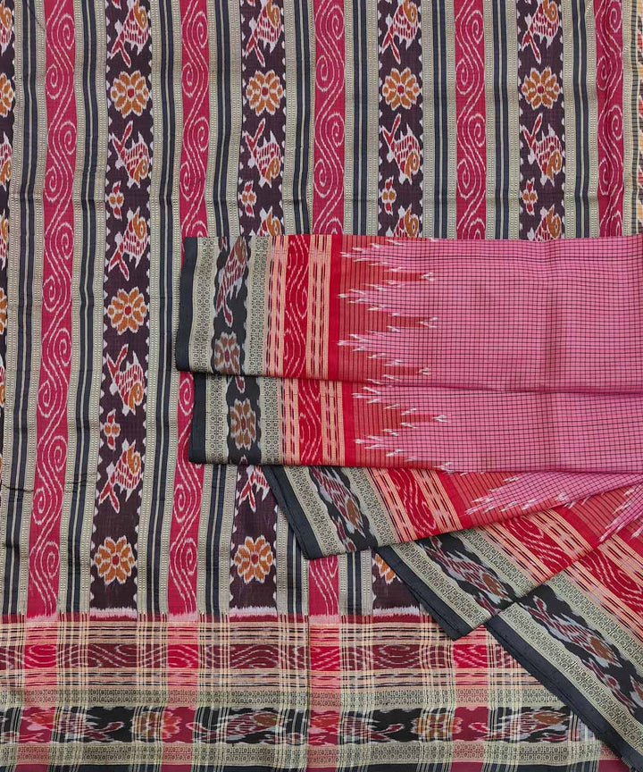 Pink multicolor Silk Handwoven Khandua Saree