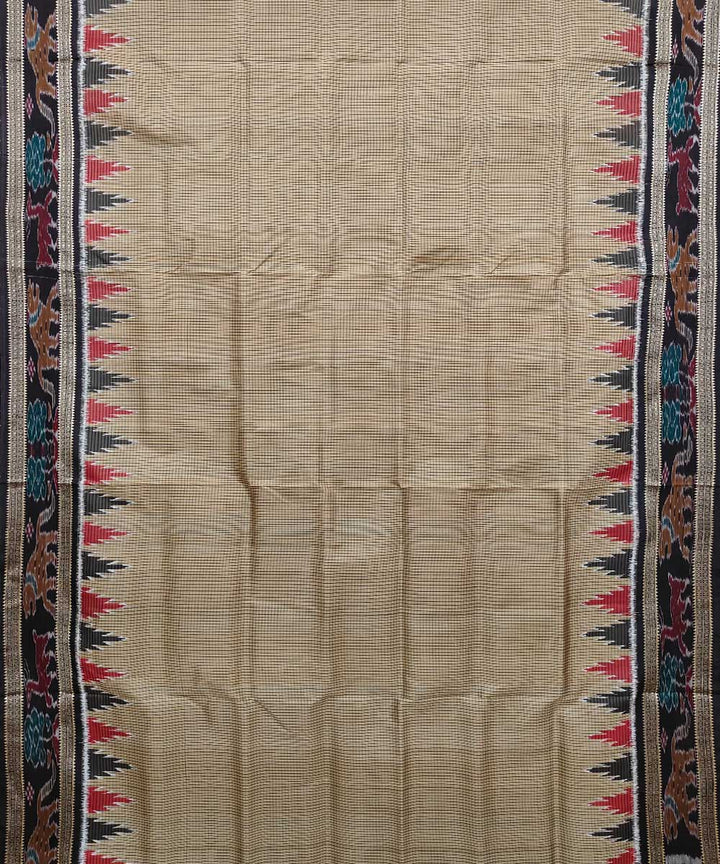 Beige multicolor Silk Handwoven Khandua Saree