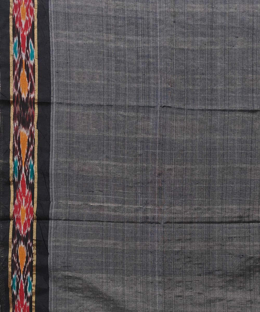 Beige black gopalpur tussar silk handwoven saree