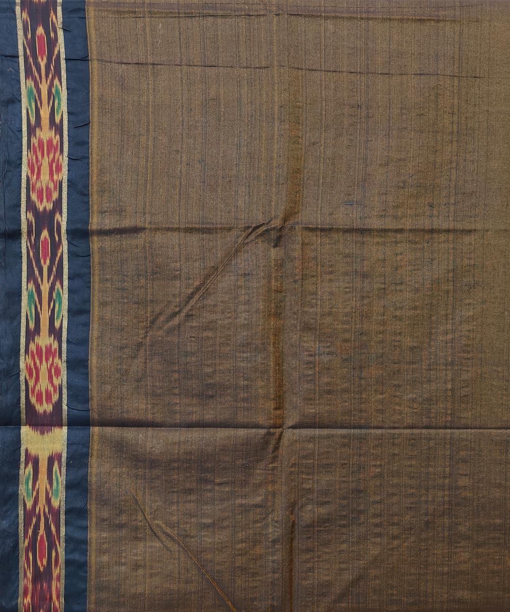 Yellow black gopalpur tussar silk handwoven saree